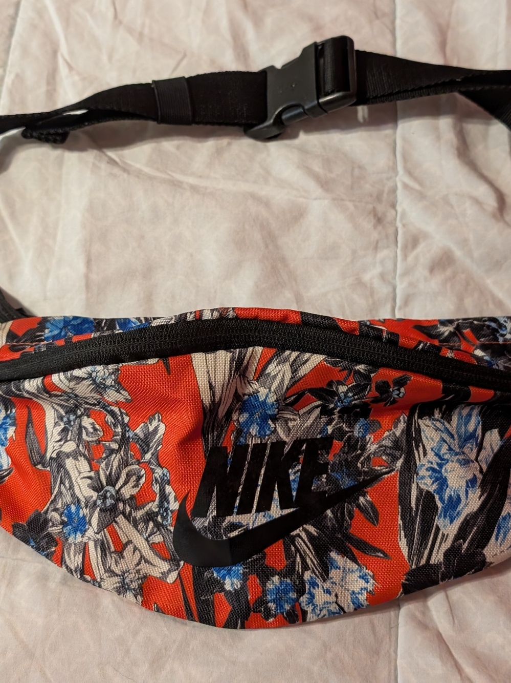 Nike Red Floral Waist Pack with Blue Accents